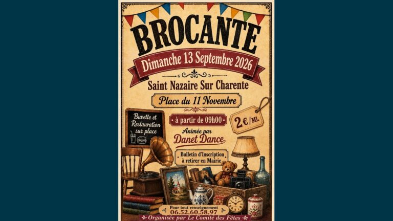 Brocante à Saint-Nazaire-sur-Charente : rendez-vous le 13 septembre 2026