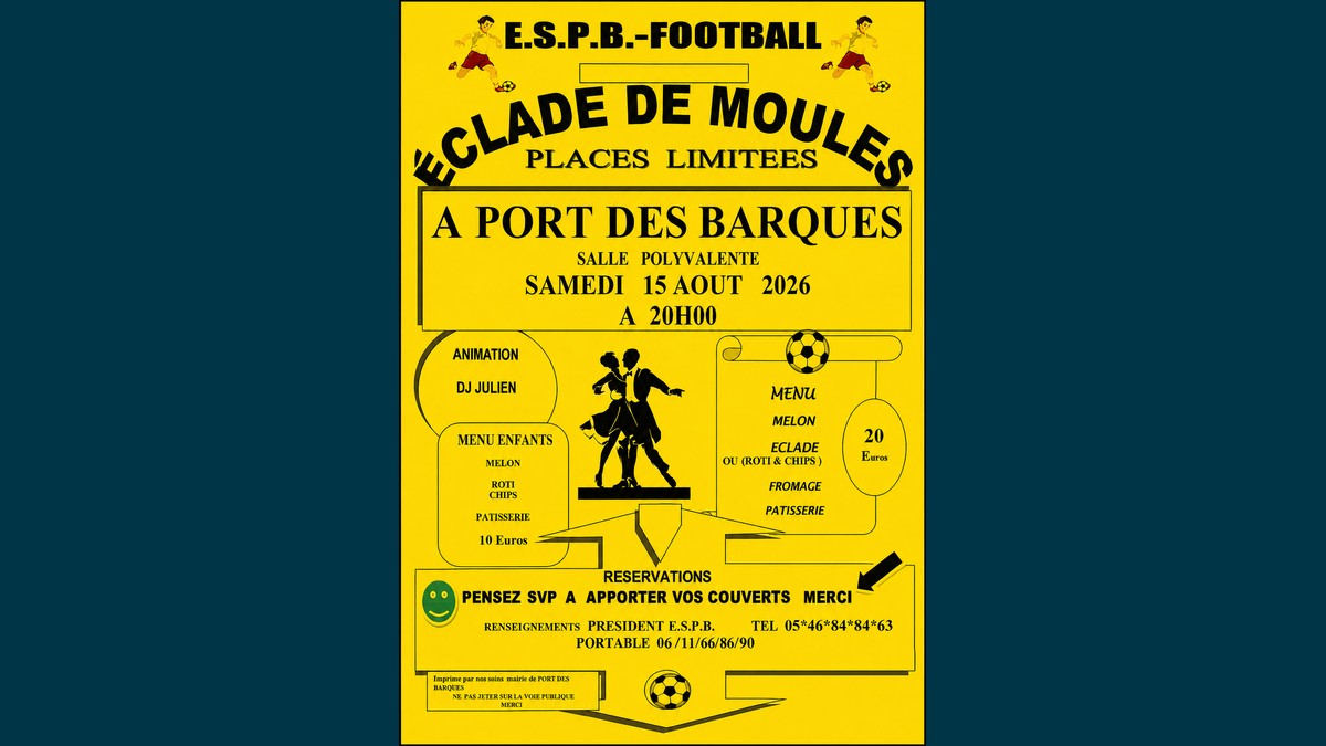 Éclade de moules et soirée dansante à Port-des-Barques le 15 août