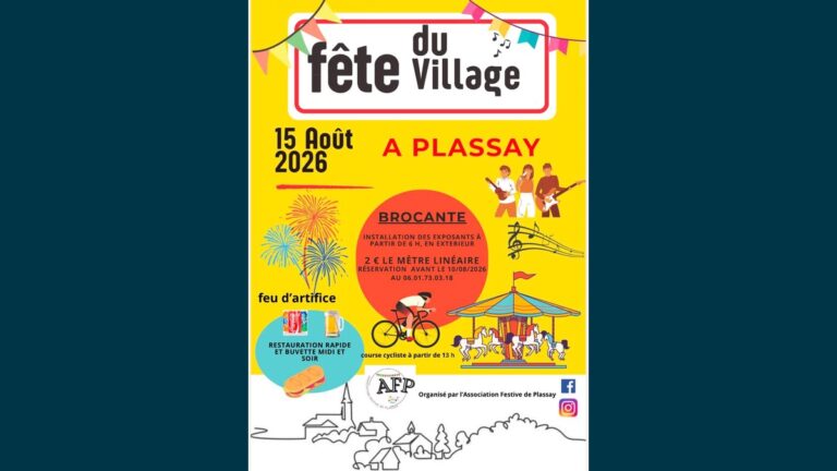 Fête du Village de Plassay 2026 : brocante, course cycliste et feu d'artifice