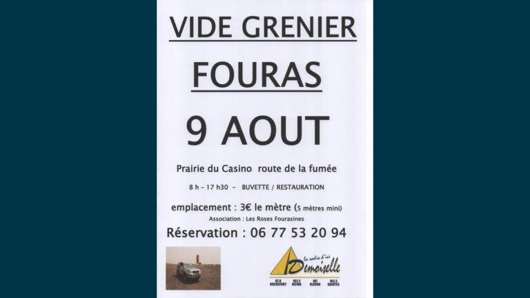 Vide-grenier de Fouras : brocante estivale à la Prairie du Casino le 9 août