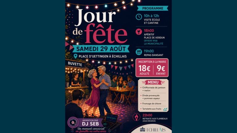 Jour de Fête à Échillais : repas dansant et retraite aux flambeaux le 29 août