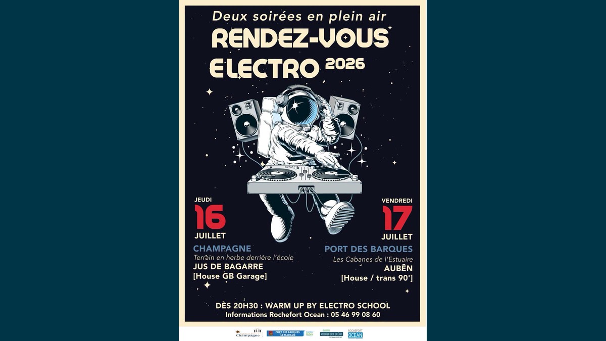 Rendez-vous Électro 2026 : deux soirées en plein air à Champagne et Port-des-Barques