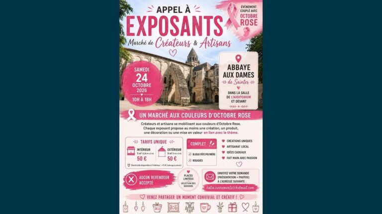 Marché de créateurs Saintes 2026 : spécial Octobre Rose à l'Abbaye aux Dames