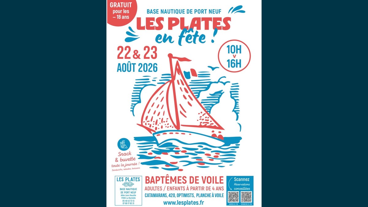 Baptêmes de voile à La Rochelle : Les Plates en fête les 22 et 23 août 2026