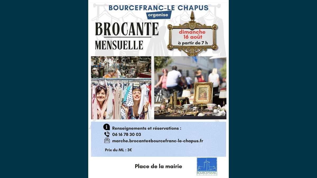 Brocante mensuelle de Bourcefranc-Le Chapus : le rendez-vous du 16 août