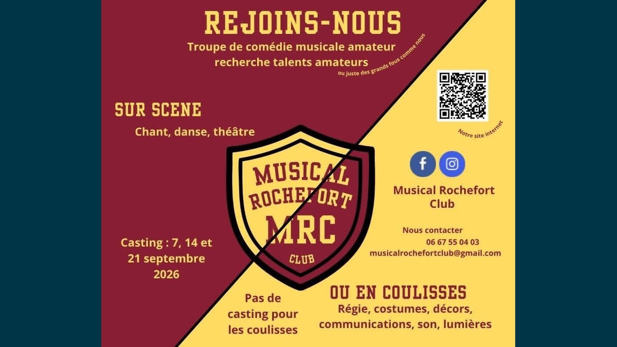 Casting comédie musicale Rochefort 2026 : le Musical Rochefort Club recrute sa troupe