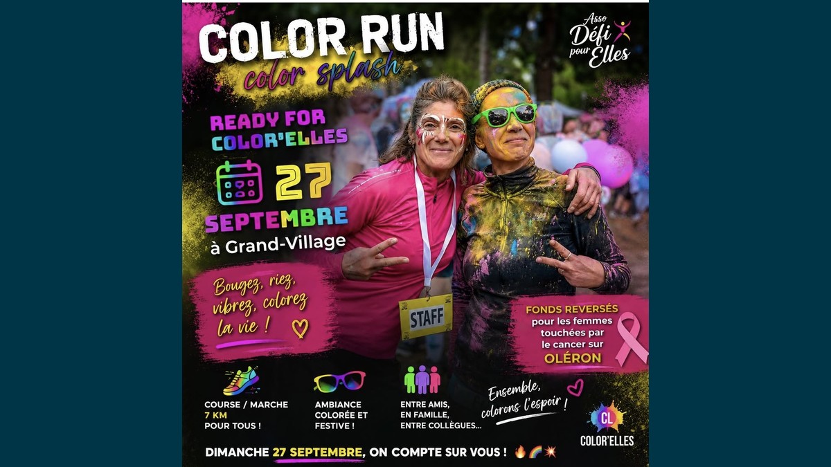 Color Run Color'Elles : une course solidaire haute en couleur à Oléron