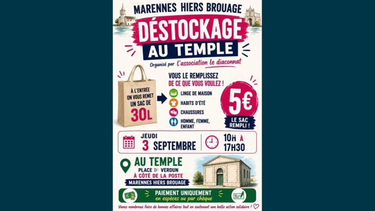 Déstockage solidaire au Temple de Marennes-Hiers-Brouage