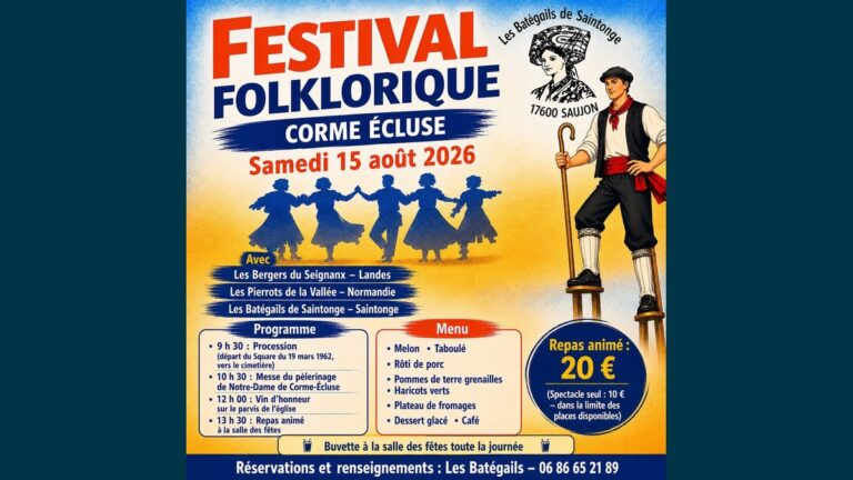 Festival Folklorique de Corme-Écluse : traditions et danses à Saujon le 15 août 2026