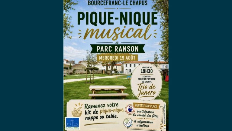 Pique-nique musical Bourcefranc 2026 : concert pop/rock au Parc Ranson