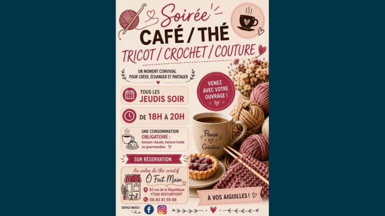 Soirée tricot, crochet et couture au salon Ô Fait Main à Rochefort