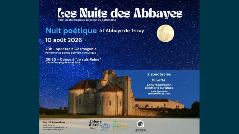 Nuit poétique à l'Abbaye de Trizay : poésie, peinture et musique sous les étoiles