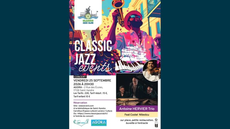 Concert jazz à Saint-Xandre : Antoine Hervier Trio invite Costel Nitescu