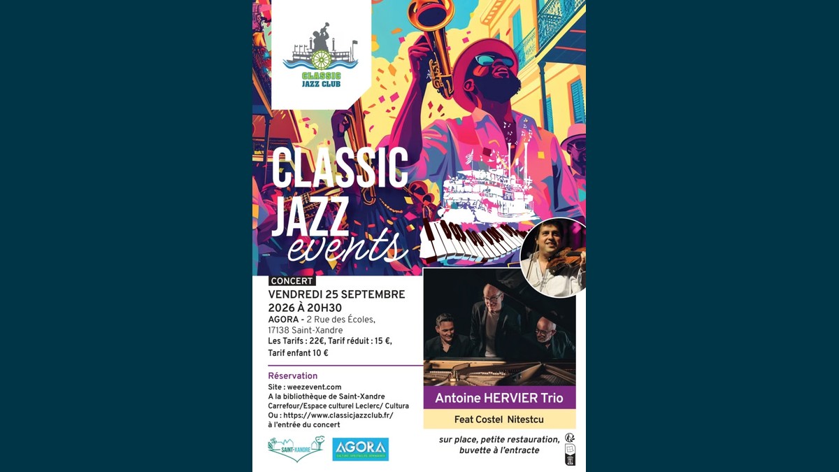 Concert jazz à Saint-Xandre : Antoine Hervier Trio invite Costel Nitescu