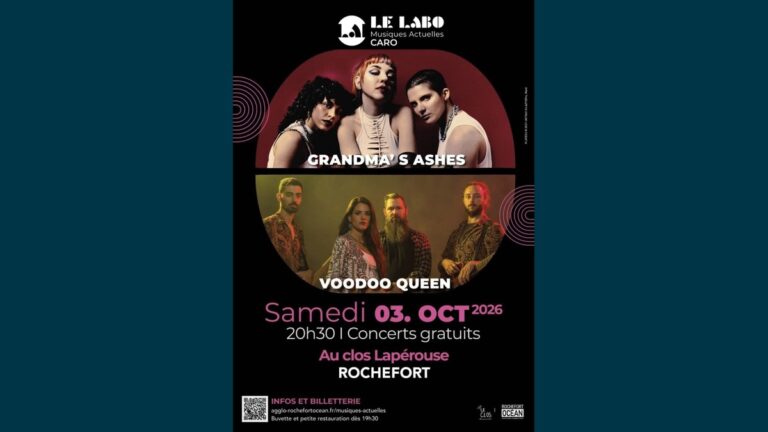 Concert gratuit à Rochefort : Grandma’s Ashes et Voodoo Queen au Clos Lapérouse