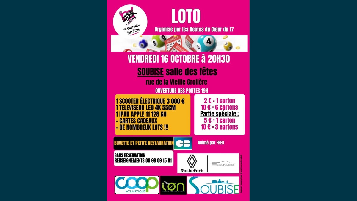 loto-soubise-site Loto des Restos du Cœur du 17 à Soubise : un scooter électrique à gagner