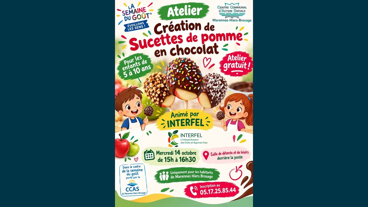 Sucettes de pomme au chocolat : un atelier gourmand pour les enfants de Marennes-Hiers-Brouage