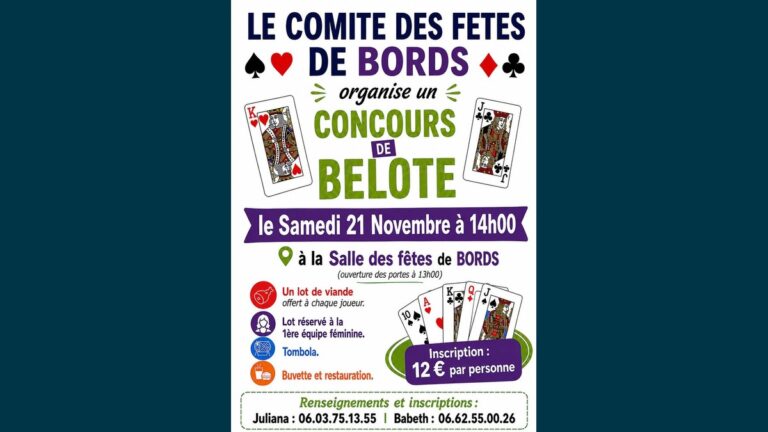 Concours de belote du Comité des Fêtes de Bords