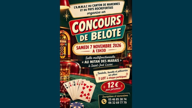 Concours de belote à Saint-Just-Luzac avec l'A.M.M.A.C