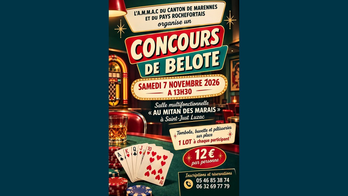 Concours de belote à Saint-Just-Luzac avec l'A.M.M.A.C