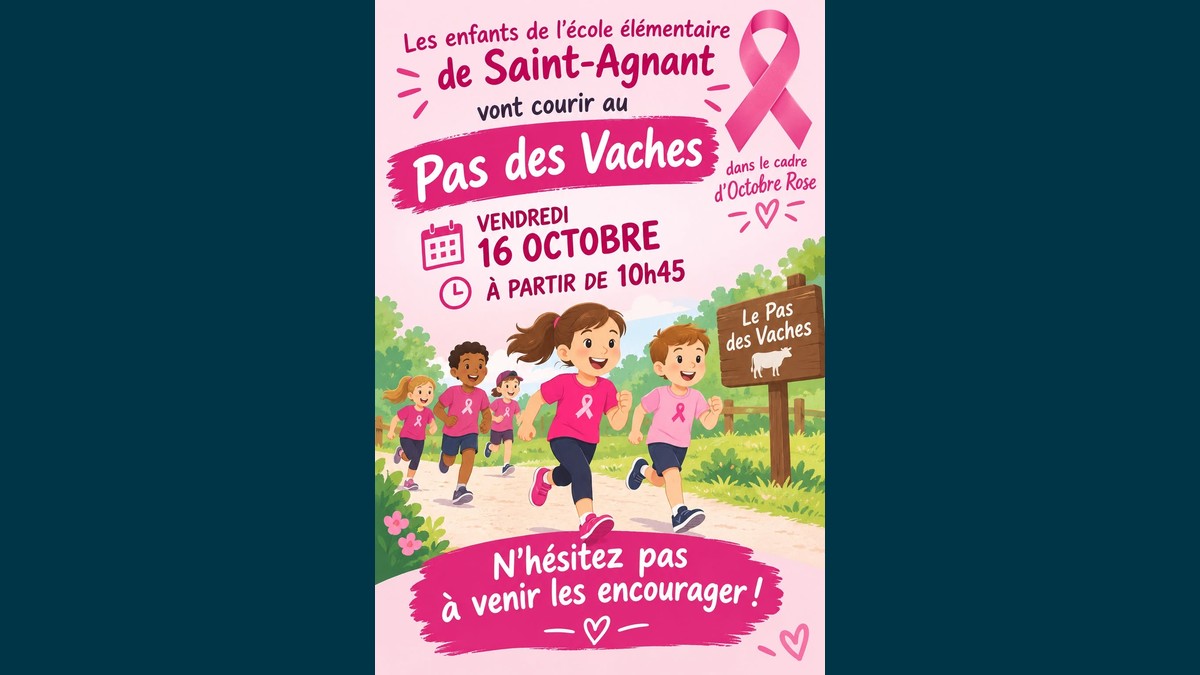 Course solidaire Octobre Rose des enfants de l'école de Saint-Agnant