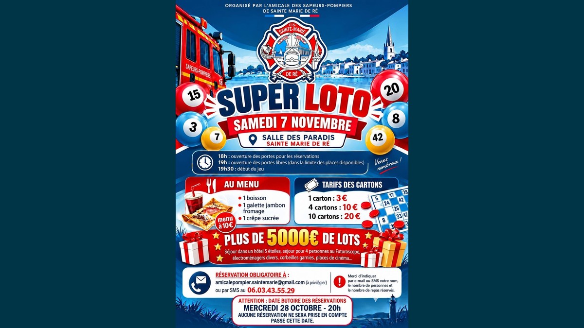 Super Loto de l'Amicale des Sapeurs-Pompiers de Sainte-Marie-de-Ré