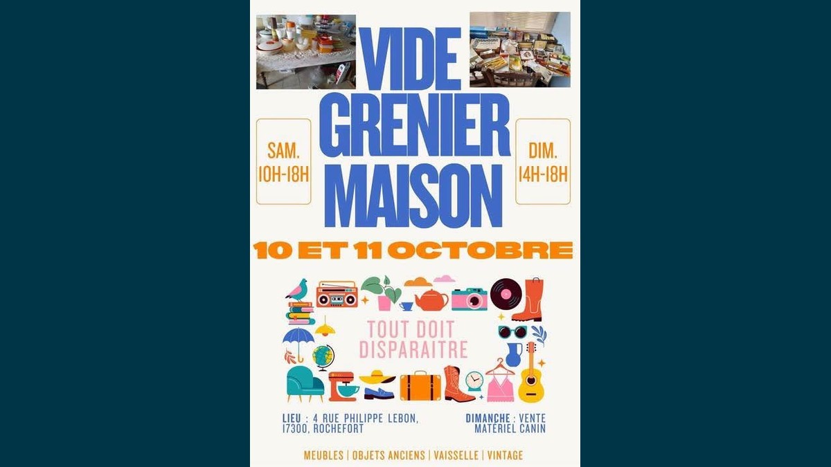 Vide-maison à Rochefort : meubles, vintage et vente canine ce week-end
